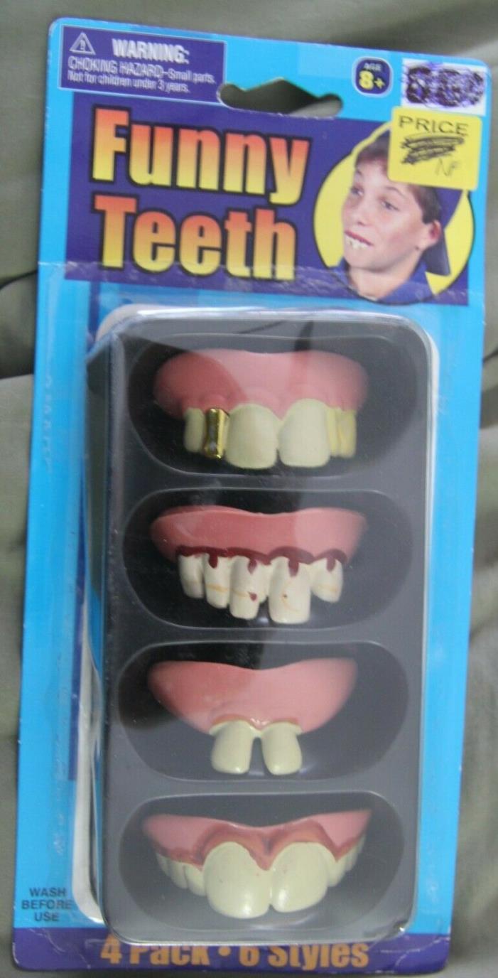 Halloween Costume Funny Teeth Rotten Creepy Dentures Lot Of 4 gomer teeth NEW