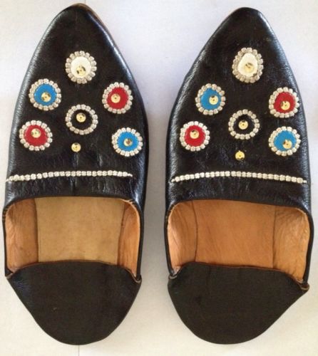 Indian Slipper Shoes Size 6 Handmade Leather Flat Bollywood Halloween Costume