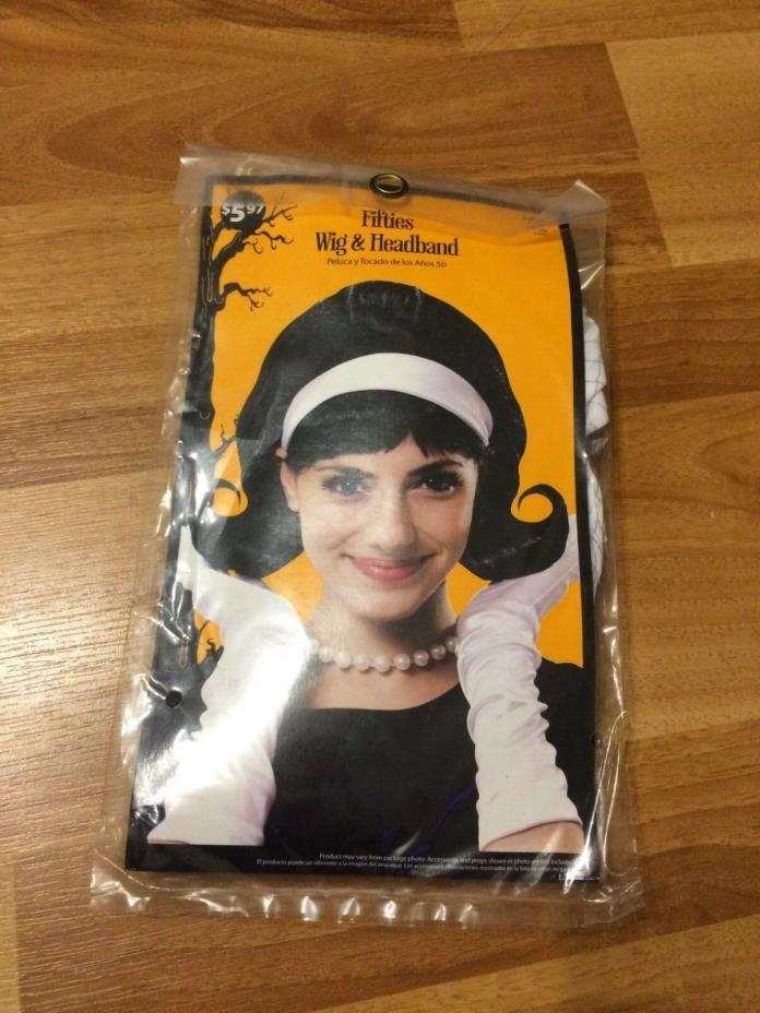 Fifties Wig & Headband Halloween Party Adult Size  Brand New Factory Sealed