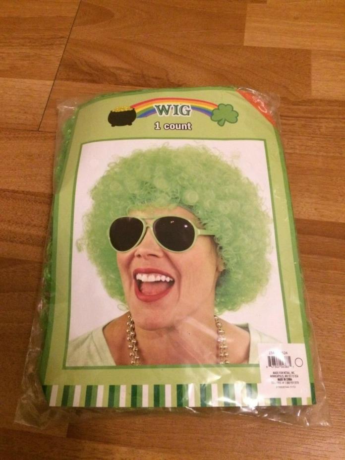 St Patricks Day or Halloween Green Adult Size Wig  New in Package