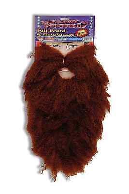 BROWN FULL BEARD & MOUSTACHE ADULT HALLOWEEN COSTUME ACCESSORY BIBLE HILLBILLY