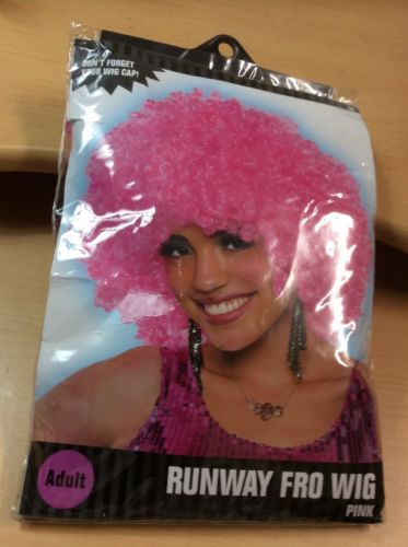 RUNWAY FRO WIG Adult Disco Afro Fro Costume PINK Costumes USA