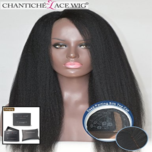 Chantiche Natural Looking Italian Yaki Silk Top Human Hair Lace Fr #1B 20 Inches