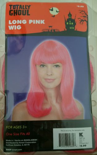 NIP Women's Long Pink Wig Totally Ghoul Cosplay Halloween Role Playing