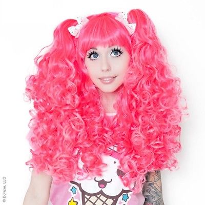 Rockstar Baby Dollight Atomic Pink Love Affair Costume Wig Womens Curly Stylable