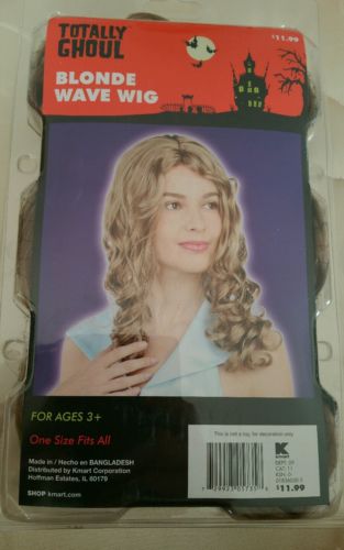 NIP Women's Blonde Wave Curly Wig Totally Ghoul Cosplay Halloween Role Playing