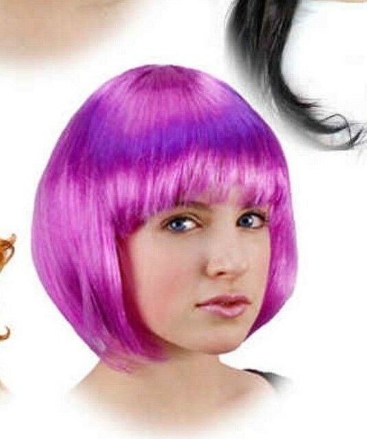 Ladies Party Wig Halloween  Accessory One Size Short Purple Bob