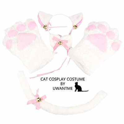 Tail Ears Collar Paws Gloves Anime Lolita Gothic Set Cat Cosplay Costume Kitten