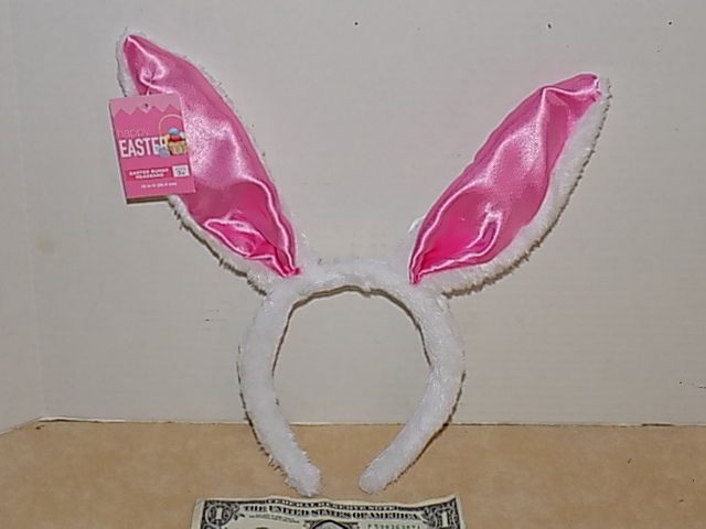 Easter Bunny Rabbit Ears Headband Pink/White