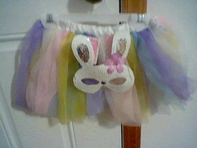 BRAND NEW GIRLS EASTER BUNNY TUTU AND FACE MASK
