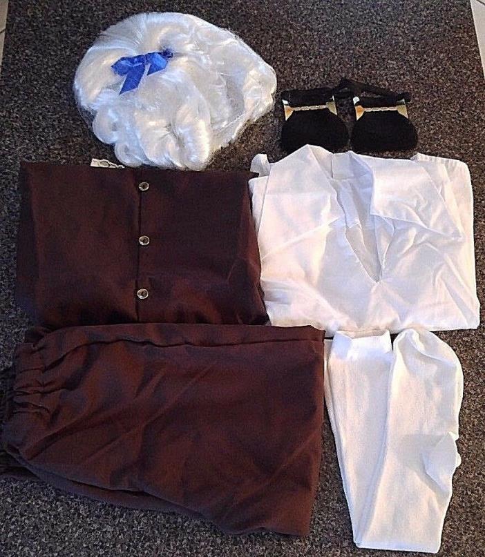 Kids Colonial Boy Costume Knickers Wig Buckles Vest Shirt Socks Small One Size