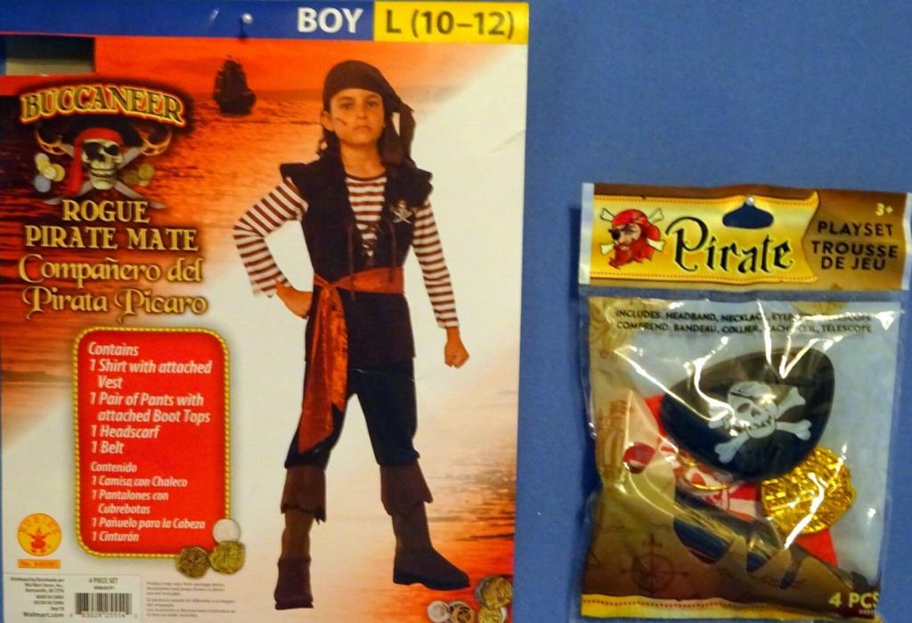 Pirate Costume Boys L10-12-Shirt/vest;pants/boot tops headscarf belt;BONUS GIFTS