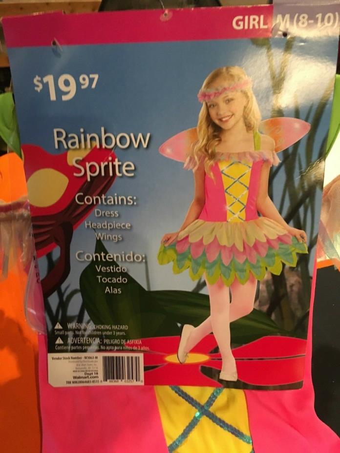 Rainbow Sprite Halloween Costume, Girl Size M (8-10) NEW #1837