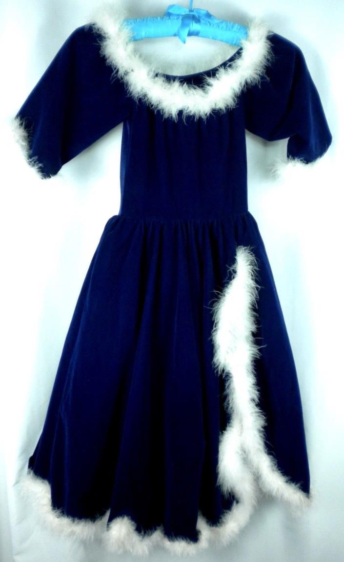 Puppet Workshop Ballgown M Child Costume Blue Velvet Ostrich Trim Princess