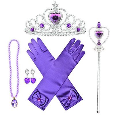 LOEL Princess Aurora Dress up Party accessories Pink 5 Set Gloves Tiara Wand and