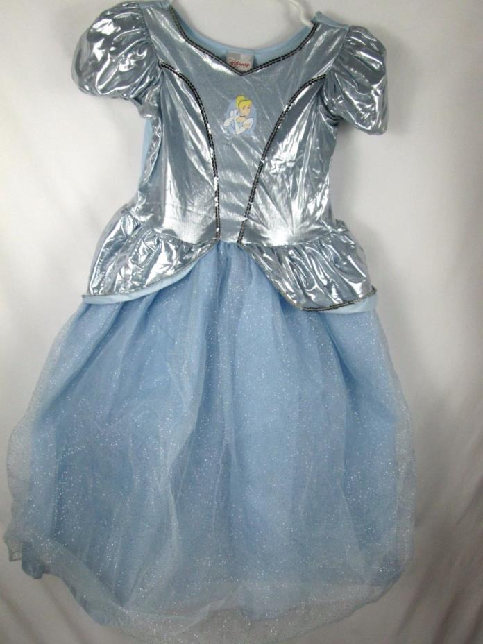 Disney Store Cinderella Blue Costume Dress/Gown Halloween sze 7/8 Sequin glitter