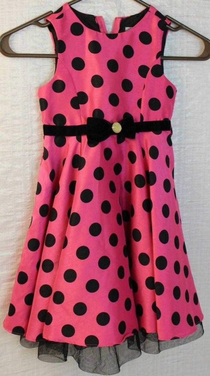 Girls Size 4T Cute Pink Dress w Polka Dots & Bow Halloween Dress up or Reg Dress