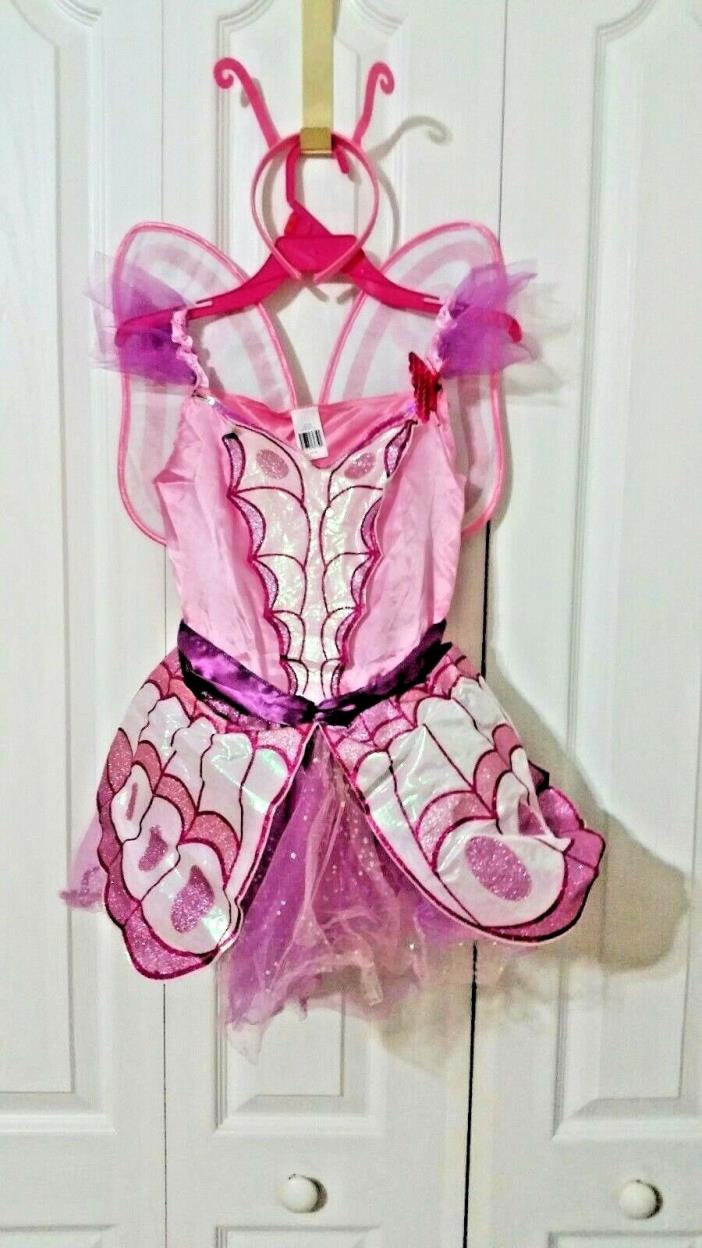 Purple Butterfly Halloween Costume Outfit Dress Headband Wings Size Child S(4-6)