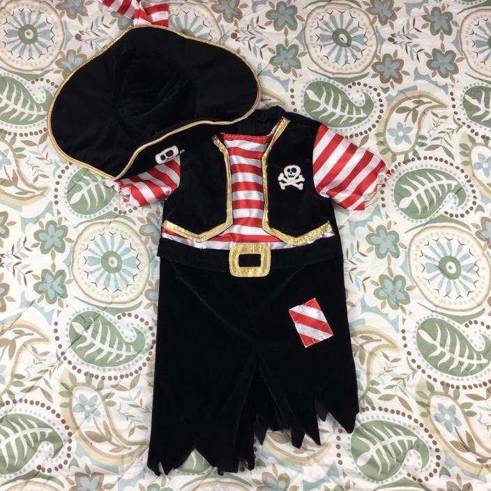 Miniwear Toddler Boys Pirate Costume 2pc Outfit & Hat Size 18 Months 18mo Black
