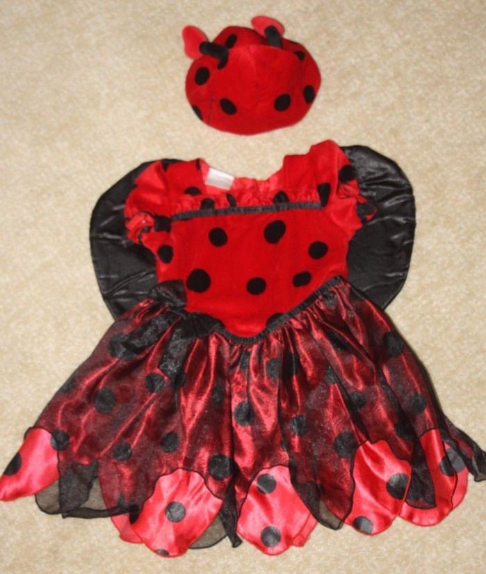 Lady Bug Girl Halloween Costume 36 Month EUC Miniwear Red Black Insect 3T