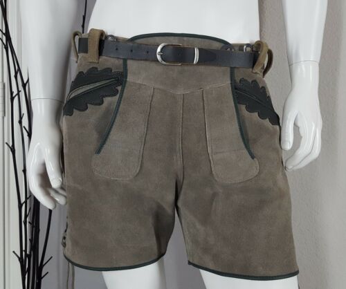 Vintage German Suede Leather Bavarian Lederhosen Shorts Oktoberfest Sz 48 - 32US