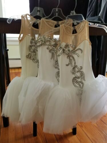Lot of 3 Dresses Ballet Dance Costumes Recital White Theater