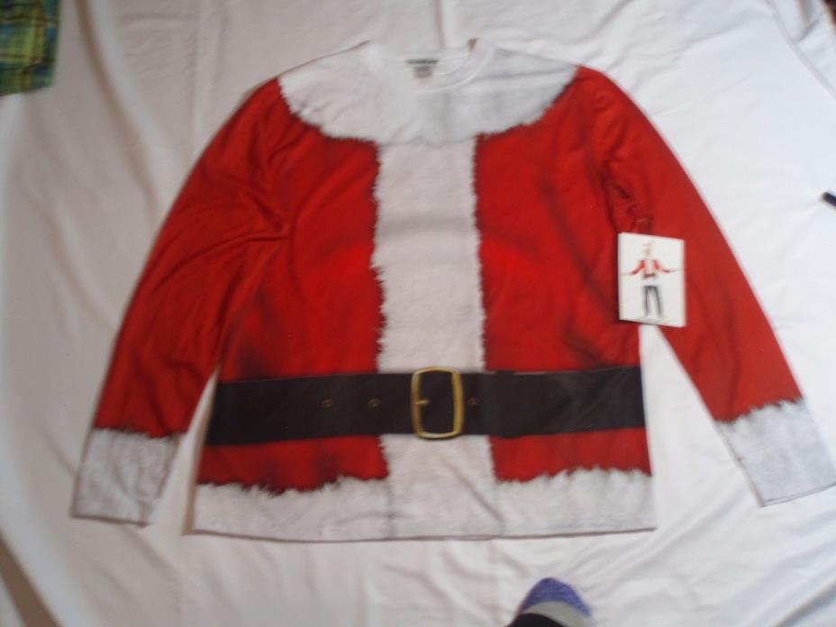 Men's FAUX REAL L SANTA Claus Clause Suit Costume Christmas Shirt