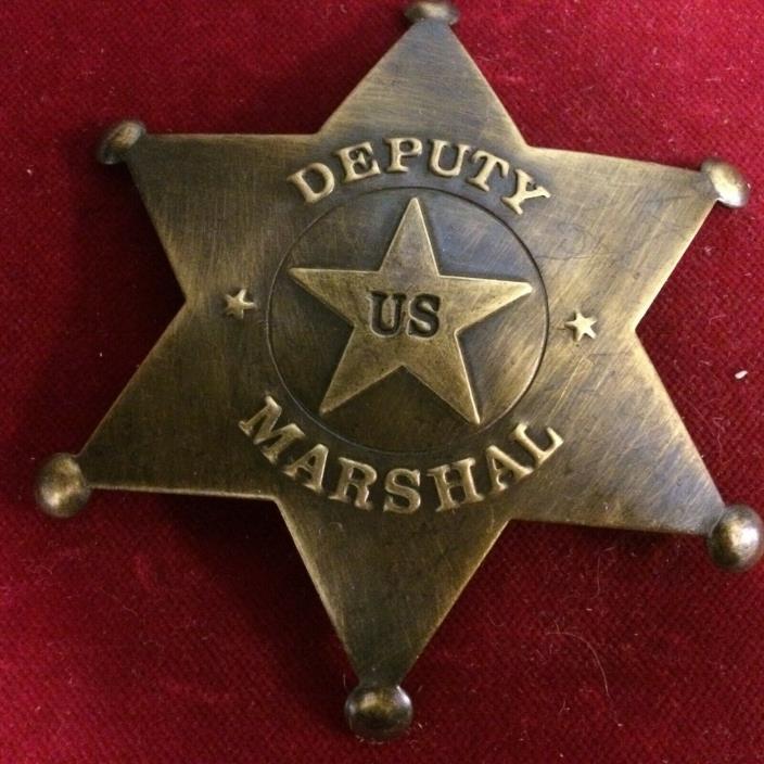 Badge: Deluxe Dep. US Marshal, brass star, Police, Lawman, Old West