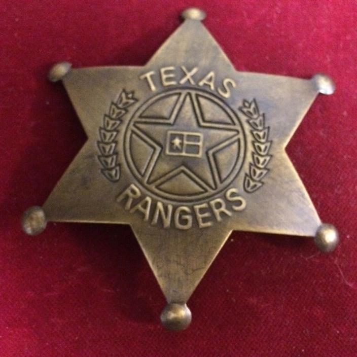 Badge: Deluxe Texas Ranger, brass star, Police, Lawman, Old West