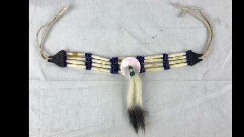 Mountain Man/POWWOW Choker With pink/white shell and small game tails