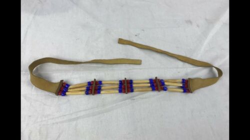 Mountain Man/POWWOW Choker with blue and red beads