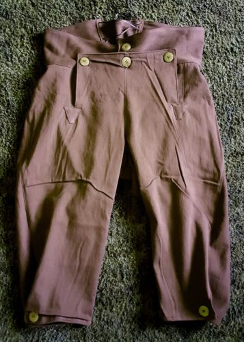 Broadfall Knee Britches for fur trade re-enactments. Sz. 34 waist, brown duc
