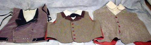 LOT OF 3 VESTS FOR OLD TIME PHOTOS --2 ARE MENS LG & MED -- 1 IS BOYS LARGE