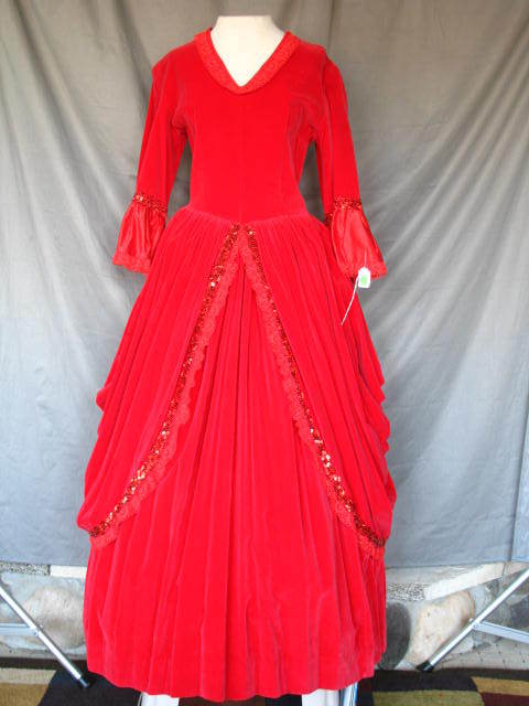 Victorian Colonial Dress Marie Antoinette Gown Red Queen Fantasy Princess Velvet