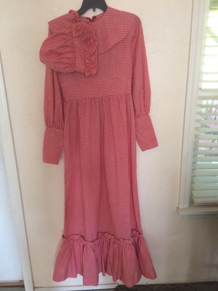 Handmade Pioneer Centennial Dress Bonnet Checked Print Red/White Costume womens