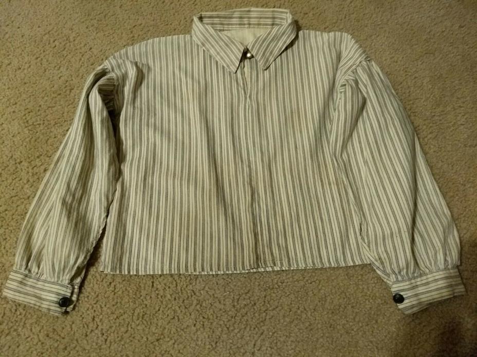 Original Style Boy's (1860's) Civil War Striped shirt, metal neck button
