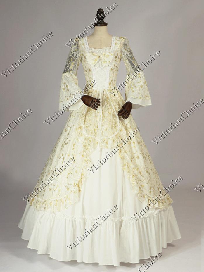 Elegant White & Gold Civil War / Southern Belle  Gown - Size XXL