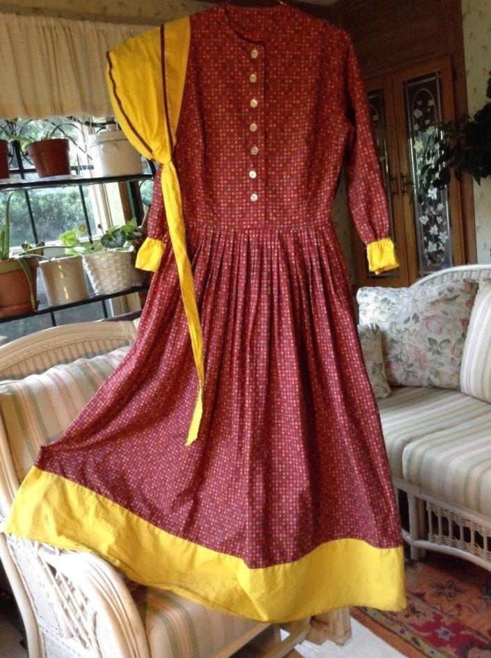 Civil War Dress Prairie Pioneer Colonial Reenactment Gown sz 28 Petite Vintage
