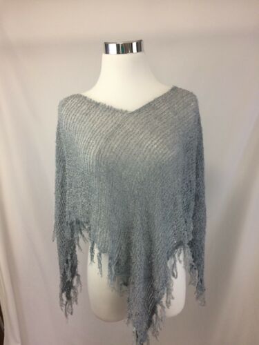 NWOT Shimmering Silver Yarn Knit & Tassel Dance Wear Bellydance Top Coverup Cape