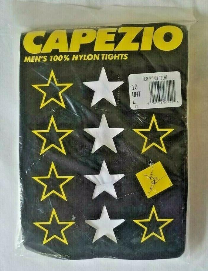 Capezio men's 100% nylon footed tights White Size large/long New n package dance