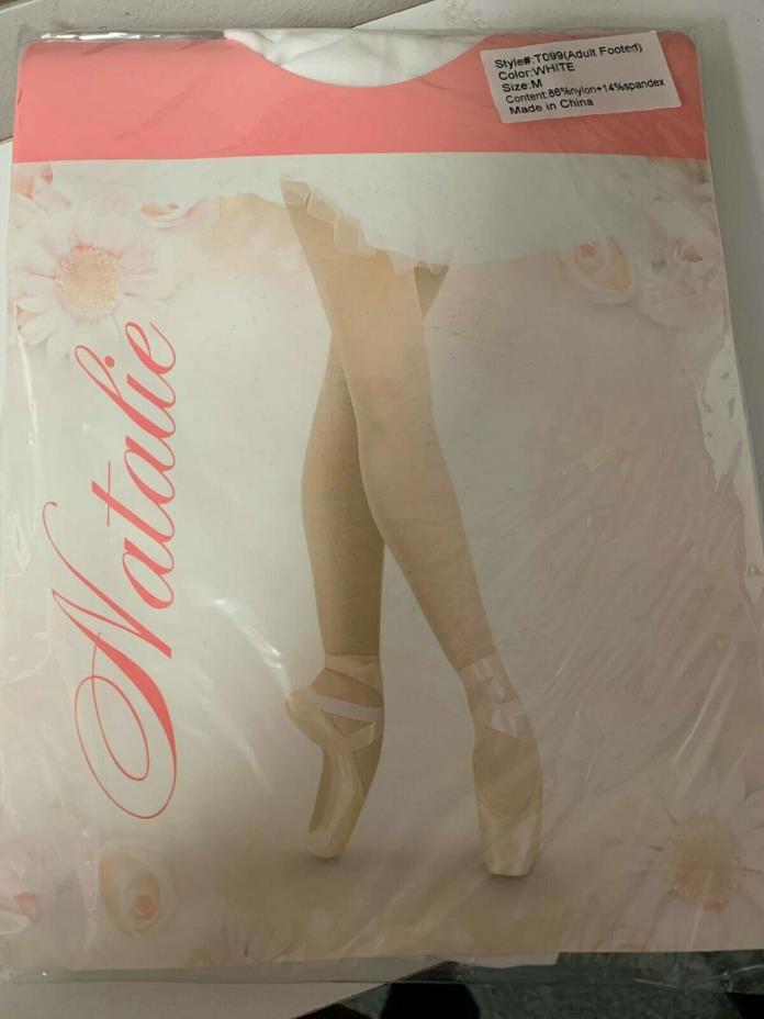 Natalie Adult Footed Tights White Supplex Ultrasoft - NIP