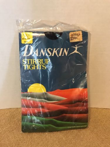 Vintage Danskin Stirrup Tights Size B Navy Color Style 49 NEW (454)