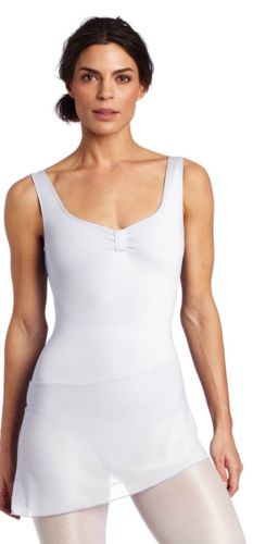 Danskin Women's Dance Dress with Mesh Skirt, Size M (8-10), White