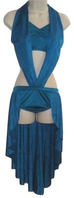 Dance Costume Kelle Lyrical 1pc Open Front Skirt Turquoise Blue Large L Adult CS