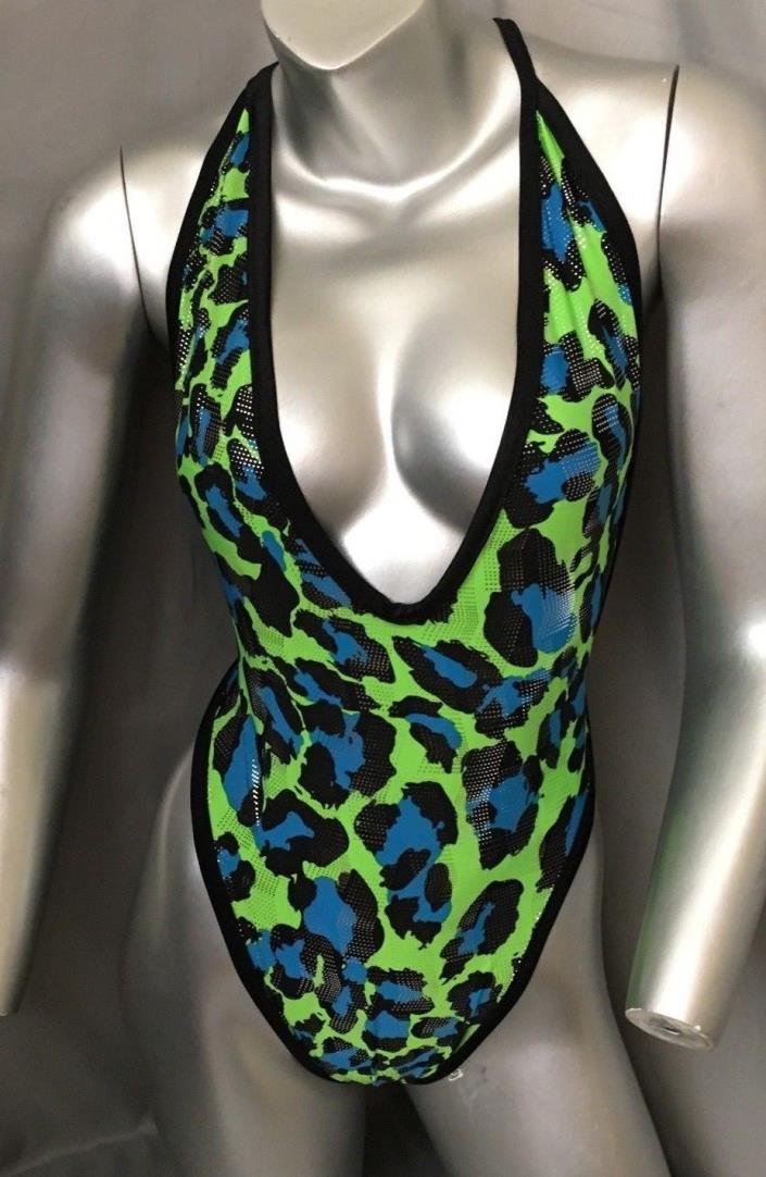 Exotic dancewear handmade in USA. Print one piece thong.  Size: small
