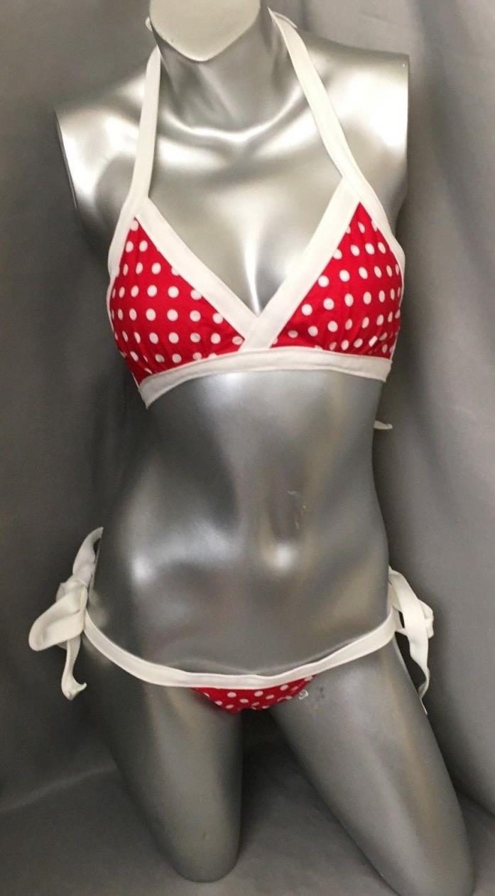 Exotic Dancewear Handmade. Size: small.  White and red, polka dots two piece