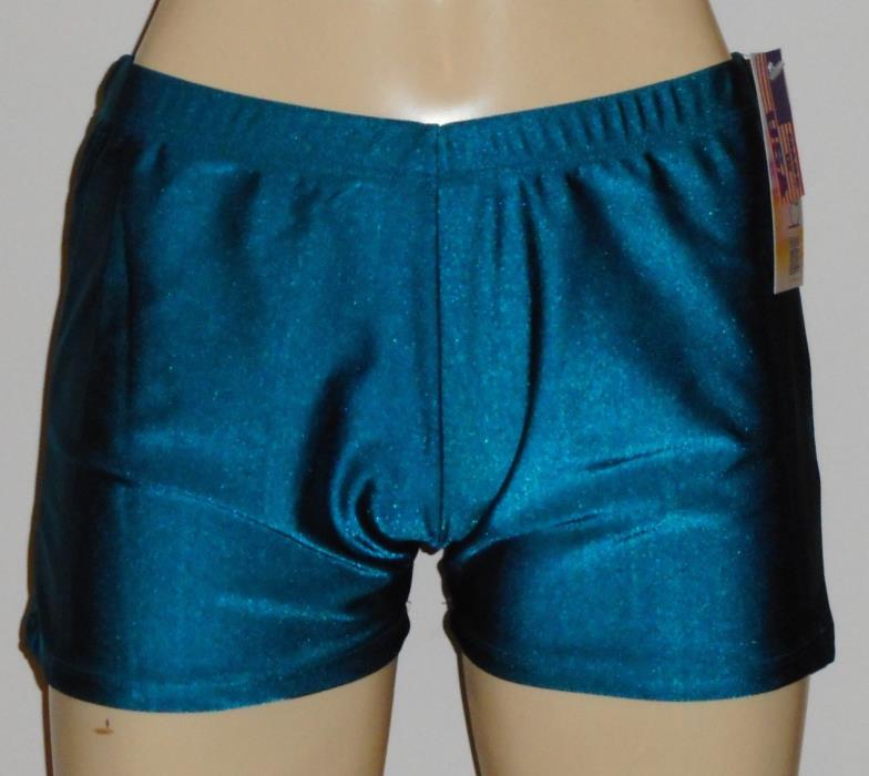 Teal Green Nylon Spandex Shorts XL NWT Dancewear Bal Togs Made in USA