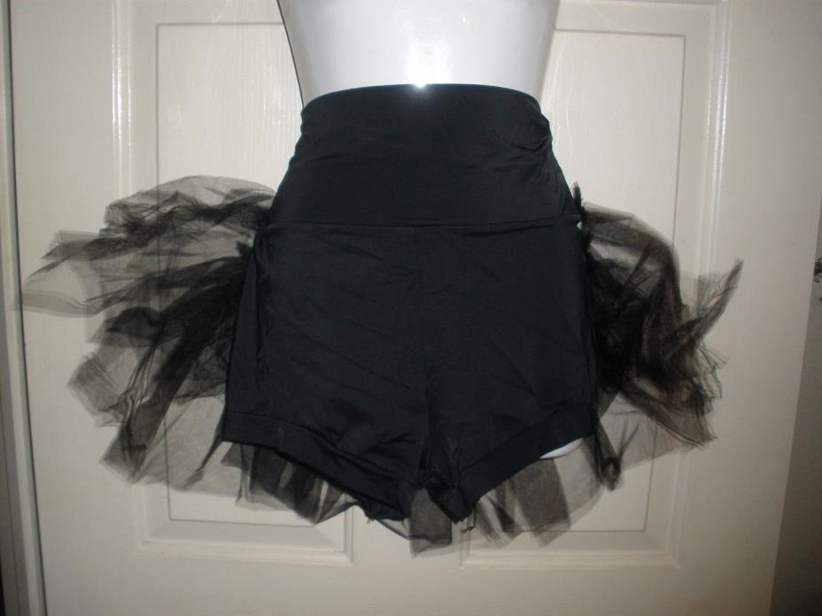 #240 Adult Dance 3-layered Tulle Tutu Shorts Skirt balera Petticoat Black Large