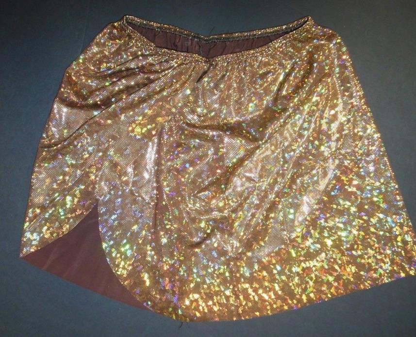 NWOT Gold Metallic Spandex Dance Costuming Skirt Dance Tap Show Adult Small