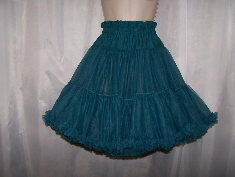 Vintage Sam's 835 Square Dance Petticoat Soft, Teal, Adj Length, Waist 30-46
